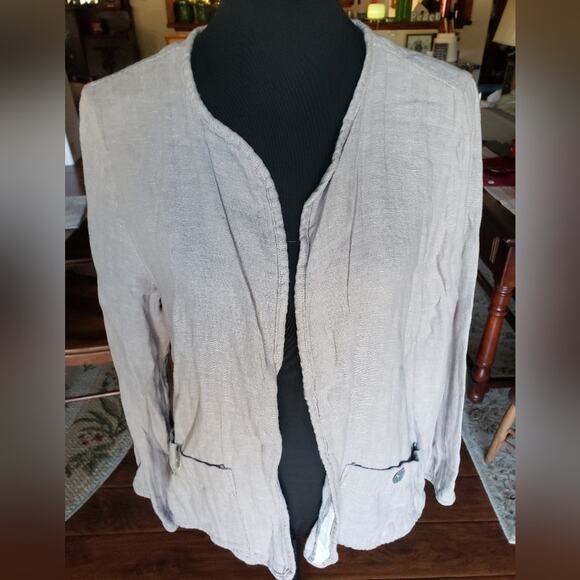 Tahari‎ tan L open front fall jacket - Picture 1 of 6